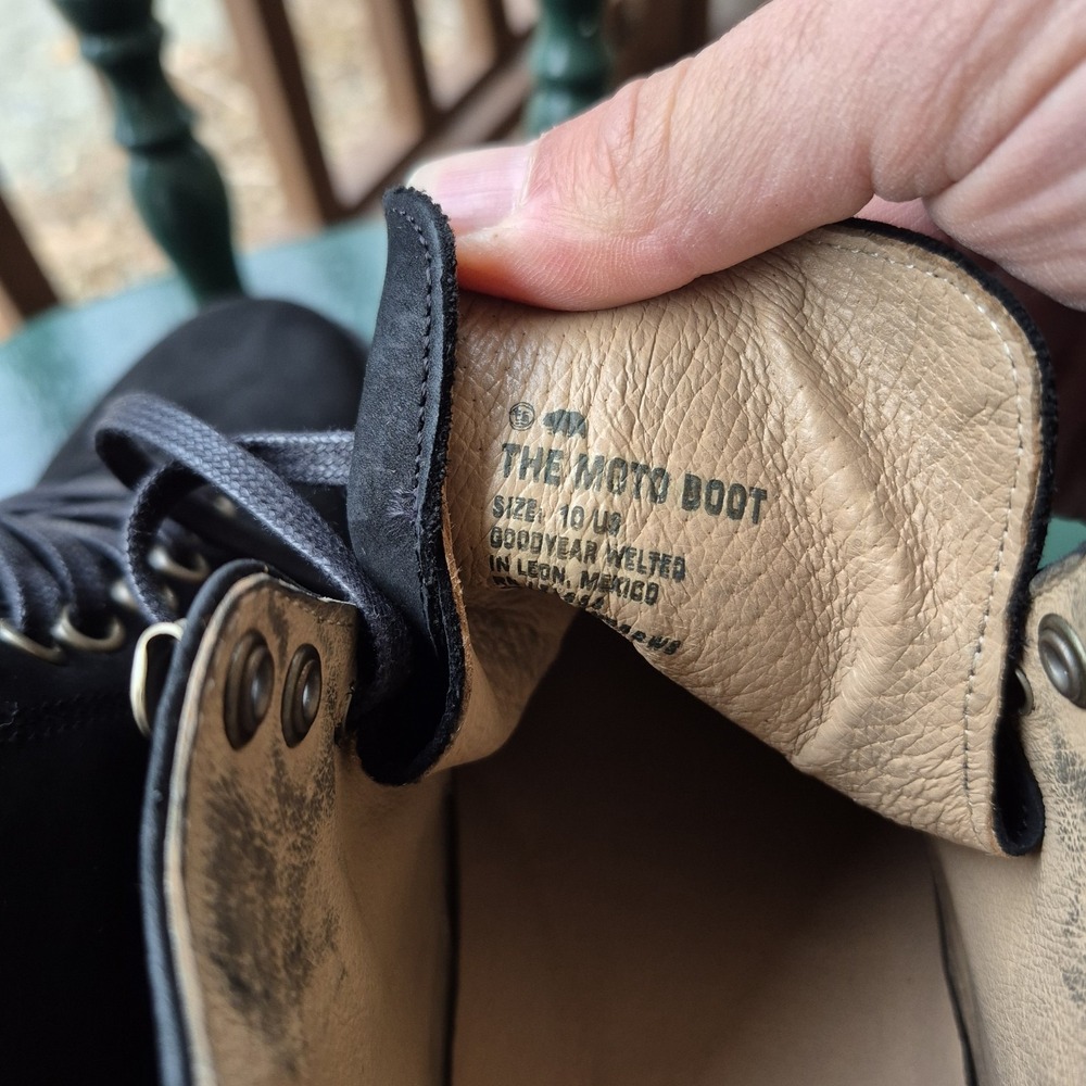 Taylor Stitch Moto Boot Black Waterproof Nubuck Leather Mens 10 Welted Preppy - Picture 10 of 15